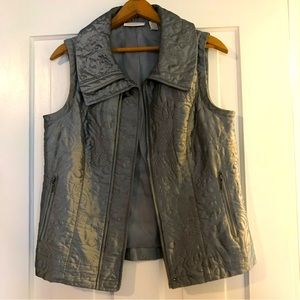 Chico’s Weekends silver gray vest winter Christmas